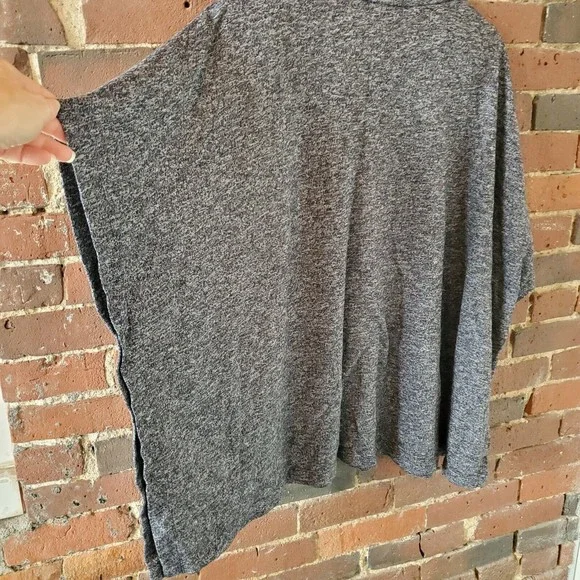 Talbots Womens Poncho Sweater Sz L/XL Gray Split Hem V-Neck Cotton Blend Vest - Picture 5 of 8
